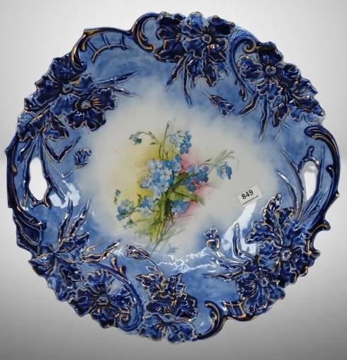 RS Prussia Cobalt Floral Porcelain Bowl