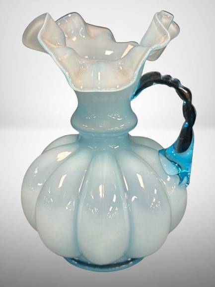 Hand-Blown Light Blue Art Glass Pitcher