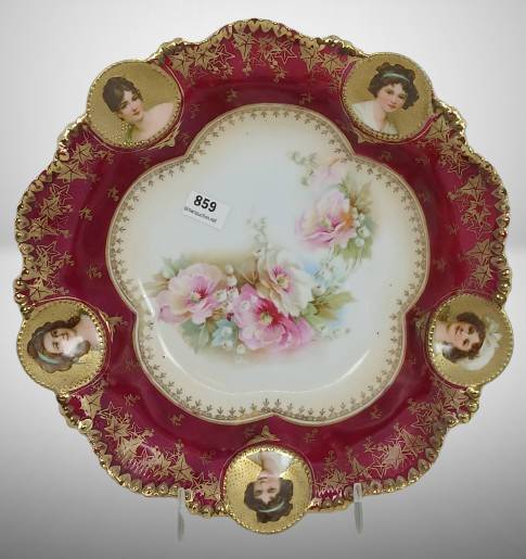 RS Prussia Medallion Mold Ladies Portrait Bowl