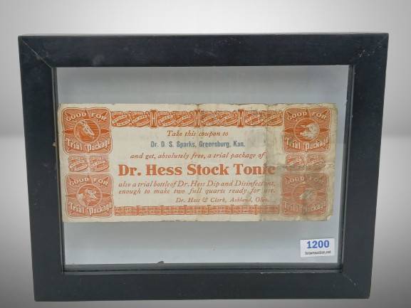 Dr. Hess Stock Tonic Coupon Display "&ldquo; Greensburg, KS