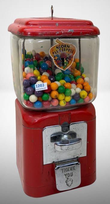 Vintage Oak Acorn All Purpose Gumball Machine