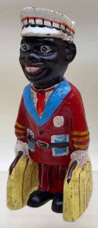 Vintage Black Americana Cast Iron Coin Bank