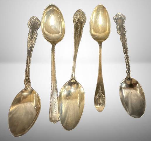 Five Sterling Silver Spoons