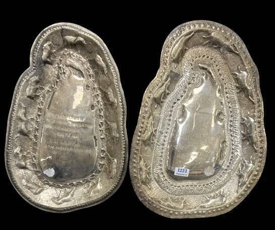 Silver-Plated Decorative Trays with Elephants