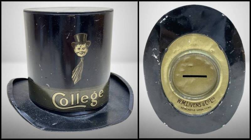 College Toffee Top Hat Tin Money Box