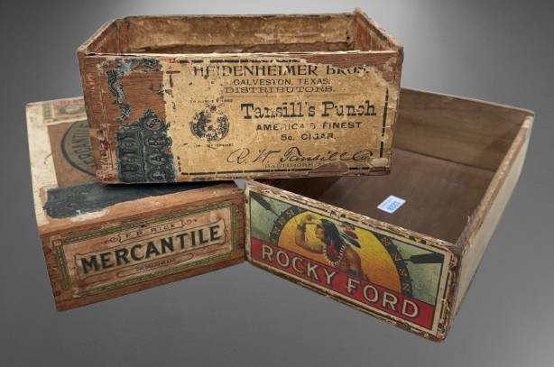 Three Vintage Wooden Cigar Boxes
