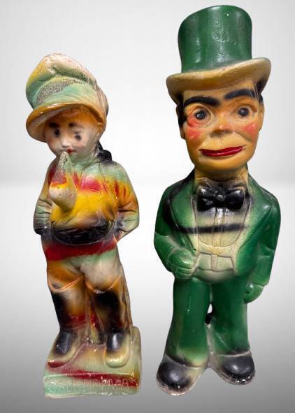 2 Hand-Painted Chalk Figurines