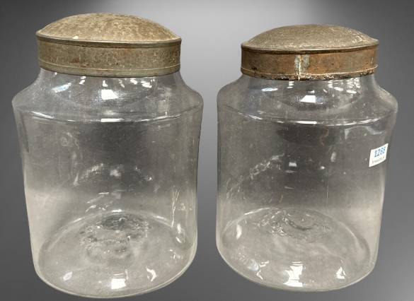 Two Glass Storage Jars with Lids