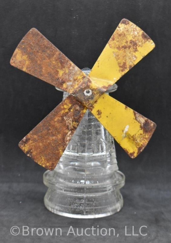Vintage Dutch windmill glass candy container