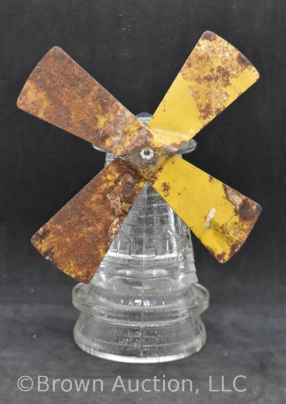 Vintage Dutch windmill glass candy container