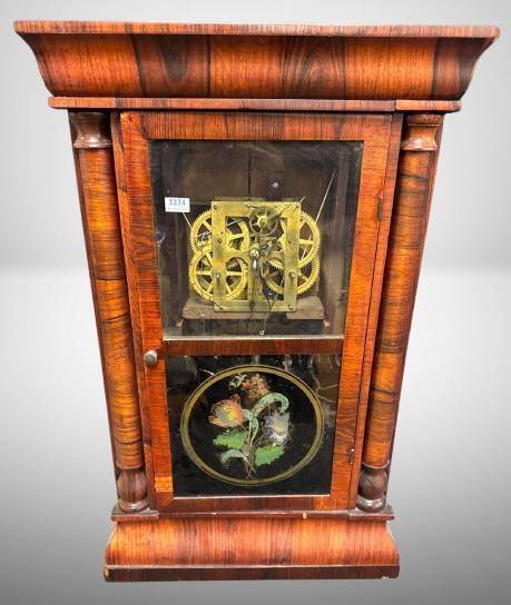 24-Inch Tall Wood Clock With Glass Door