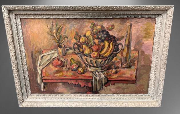 Framed Still Life Oil on Canvas Painting