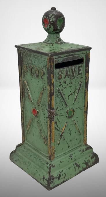 Dent Cast Iron "Stop & Save" Bank