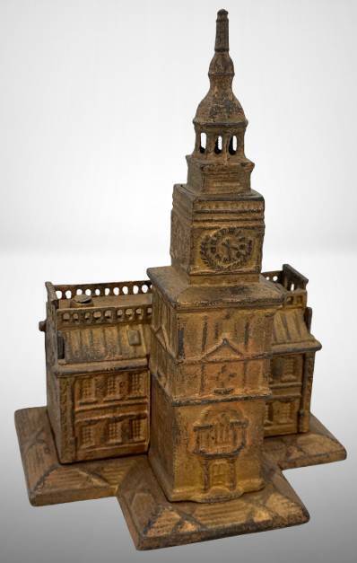 Antique Cast Iron Independence Hall Still Bank