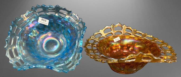 (2) Fenton Basketweave Baskets