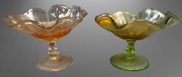 Carnival Glass Smooth Rays Compotes