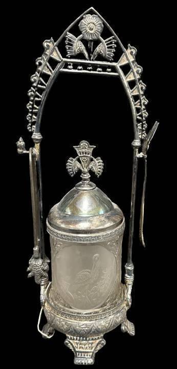 Victorian Pickle Castor with Silver-Plate Holder