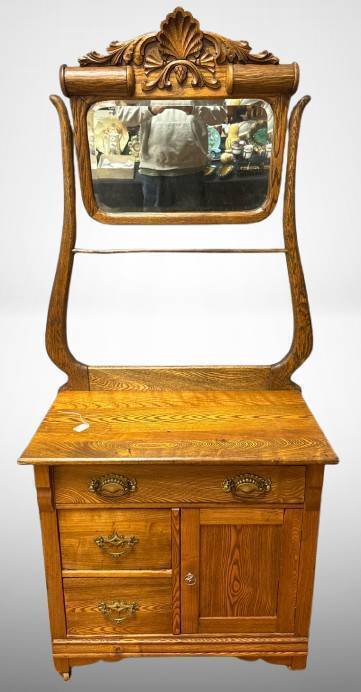 Oak Washstand With Mirror