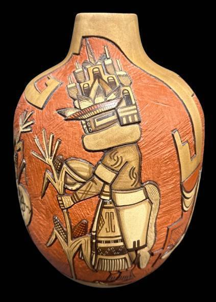 11-Inch Pottery Vase by Marty Elvira Nampeyo
