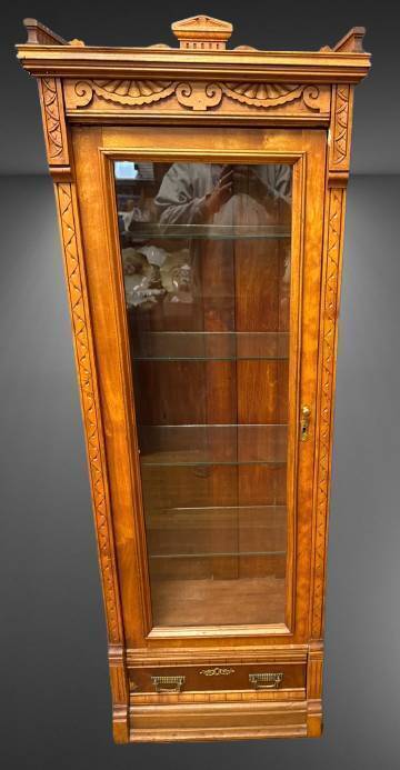 Ornately Carved Wood Display Cabinet