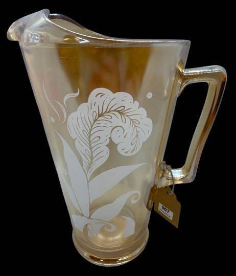 Jeannette Glass Marigold Floral Pitcher