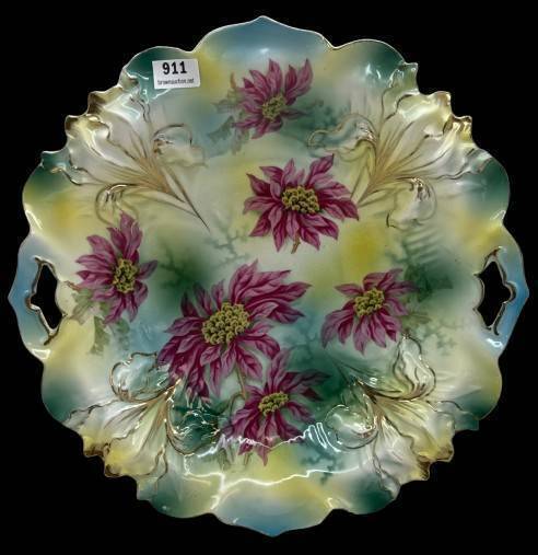 RS Prussia Iris Mold Plate with Floral Design