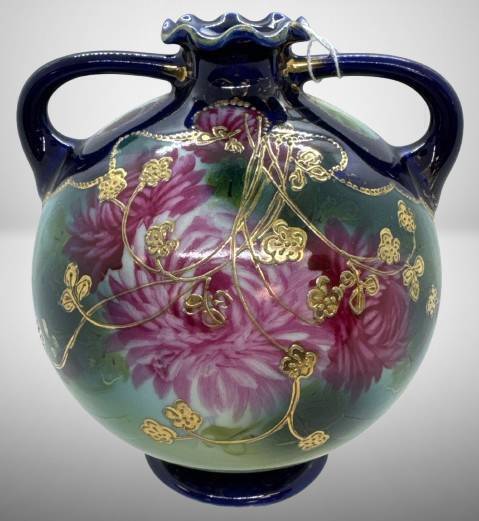 Unm. Nippon Bulbous Vase with Floral Design