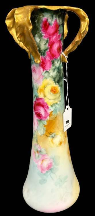 HandPainted Porcelain Vase with Floral Design