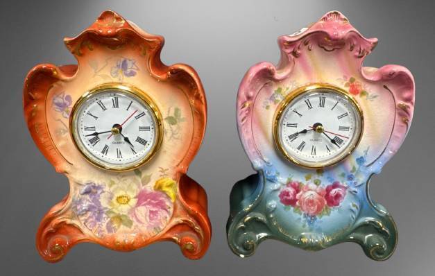 (2) Royal Bonn Germany Agate Mantel Clocks