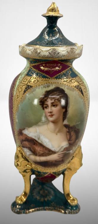 Hand-Painted Prov Saxe Portrait Vase