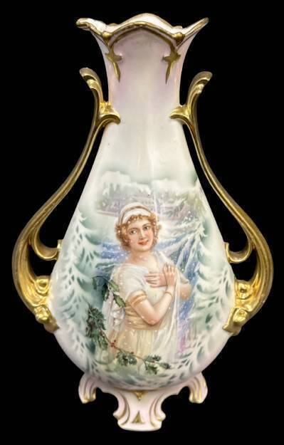 RS Prussia Winter Season Portrait Vase