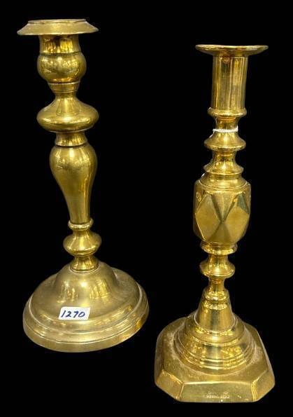 (2) English Brass Candlesticks