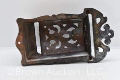 (2) Cast Iron wall hanging match holders, 1-mrkd. Wilton - 5