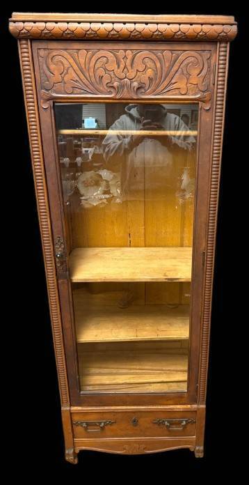 Ornately Carved Wooden Display Cabinet