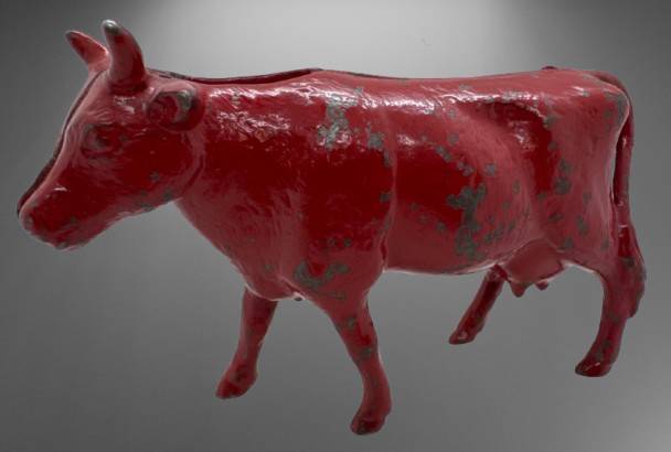 Red Cast Iron Cow Bank