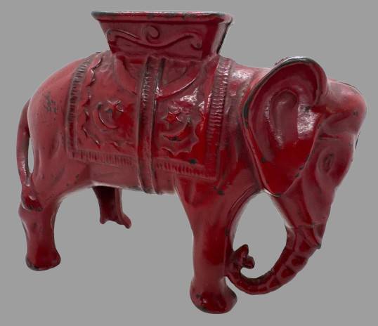 Antique Red Cast Iron Elephant Still Bank