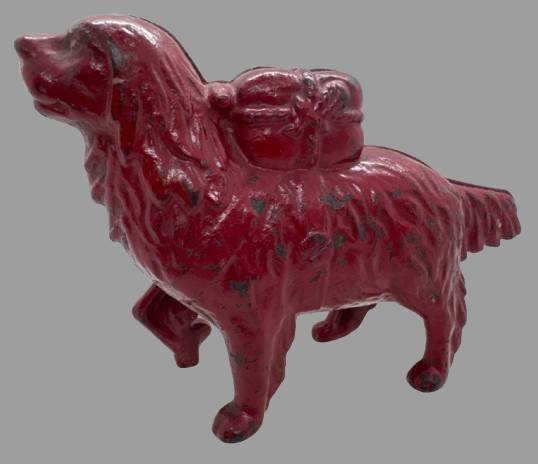 Vintage Red Cast Iron Dog Still Bank
