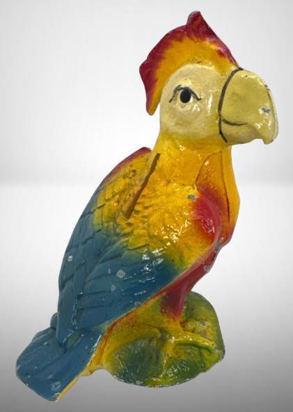 Painted Cast Iron Parrot Bank