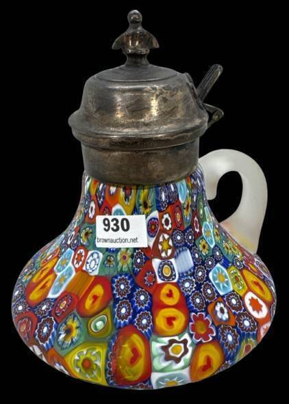 Millefiori Syrup Pitcher With Metal Lid