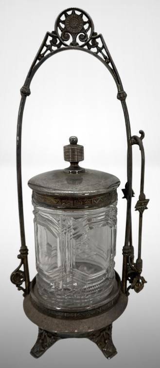 Early 20th-Century Glass and Silverplate Pickle Castor