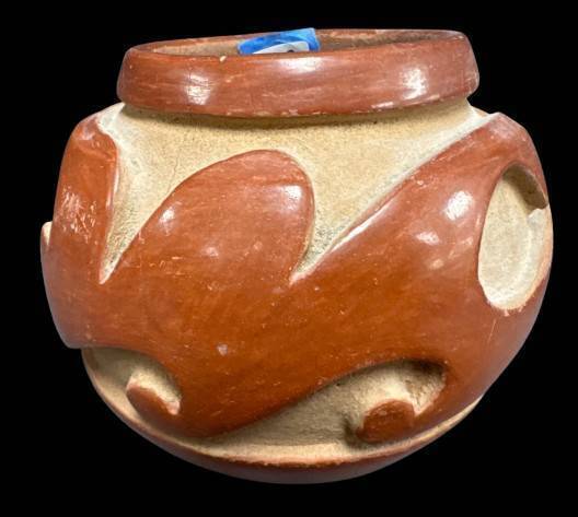 Santa Clara Red Etched and Polished Bowl Vase