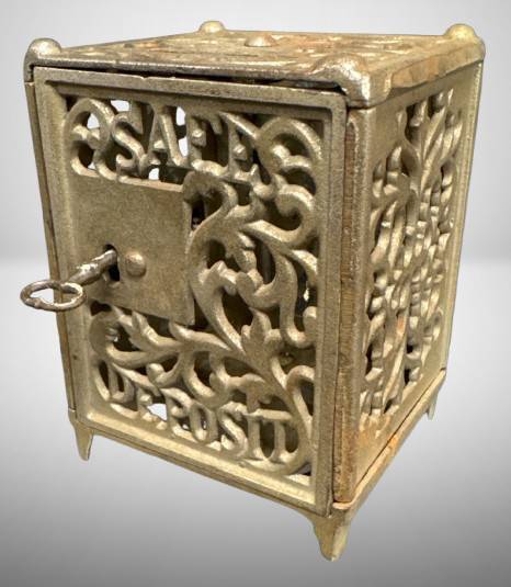 Cast Iron Safe Deposit Bank With Key