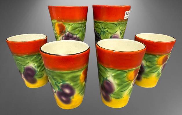 (6) Painted Ceramic Cups