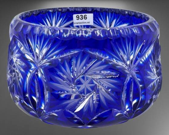 Cut-to-Clear Blue Crystal Bowl, Poland