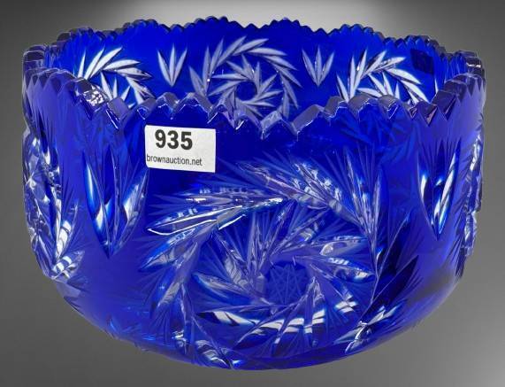 Cobalt Blue Crystal Bowl with Cut Design