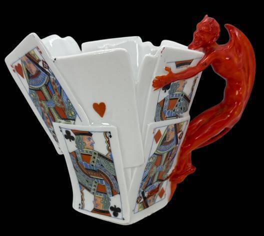 Royal Bayreuth Devil and Cards 5" Milk Pitcher