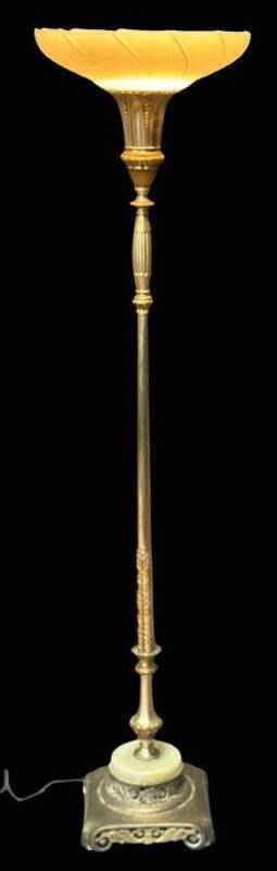 65-Inch Torchiere Lamp With Glass Shade