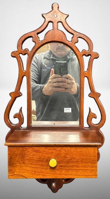 Wooden Wall-Mounted Mirror with Drawer