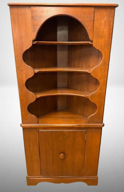 Walnut Corner Shelf with Cabinet Base