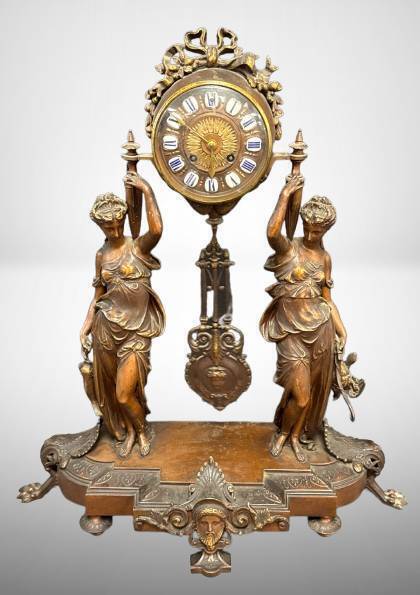 19th-Century Figural Mantel Clock by D'Aureville and Lallier